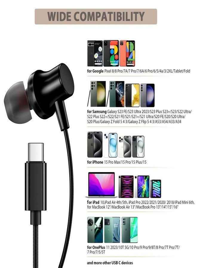 ASKUBSKU سماعات رأس USB-C لهواتف سامسونج S25 ألترا، S24، S23، Fe، وسماعات أذن من النوع C مزودة بميكروفون لهواتف آيفون 17، Air، 16، 15، Pro Max Plus، ستيريو عالي الدقة، مع حافظة مغناطيسية، وسماعات أذن سلكية لهواتف جالاكسي S22+ Flip، Pixel 10، 9، 8 - Image 2